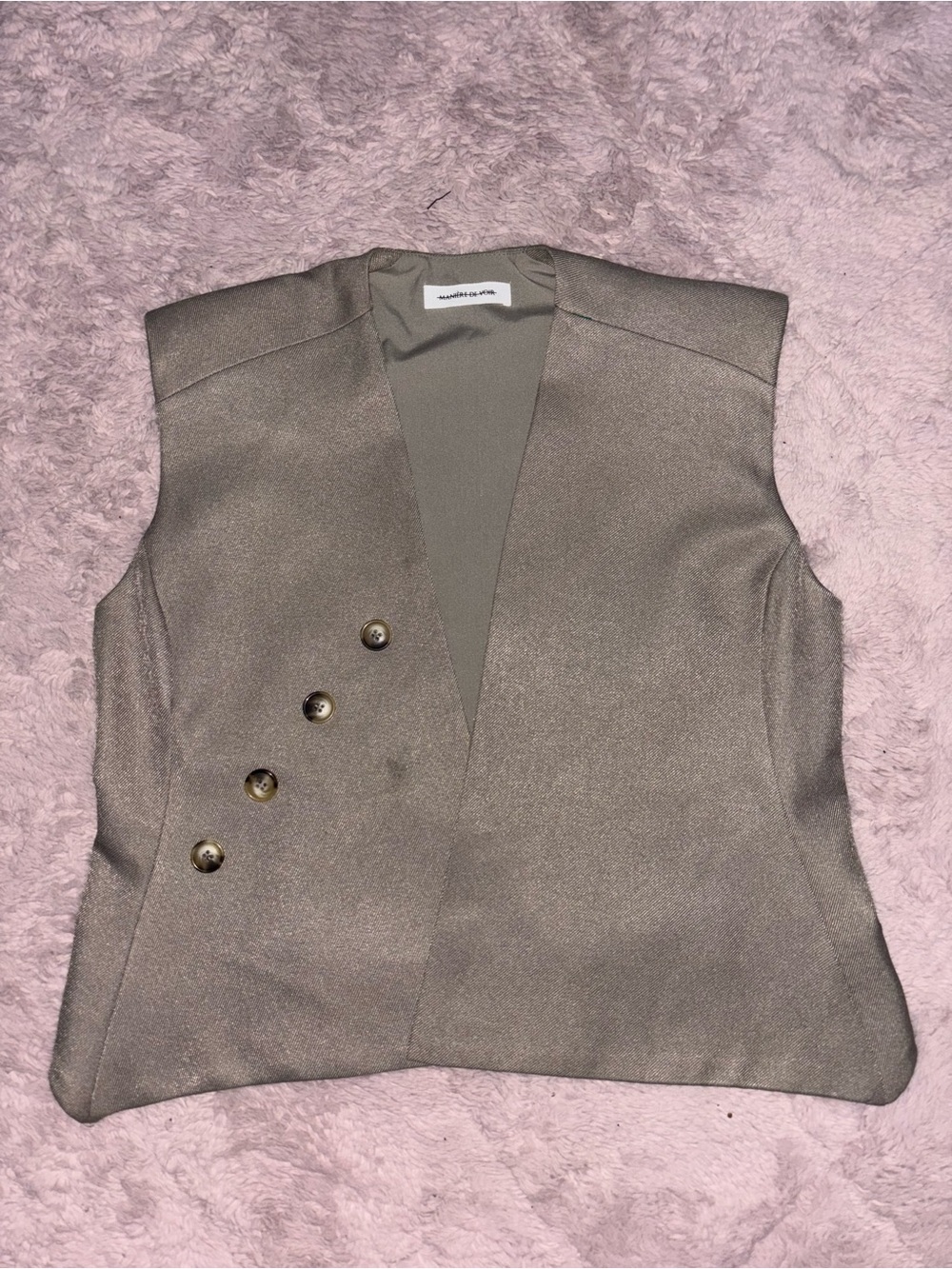 Maniere de Voir taupe structured wrap suit vest